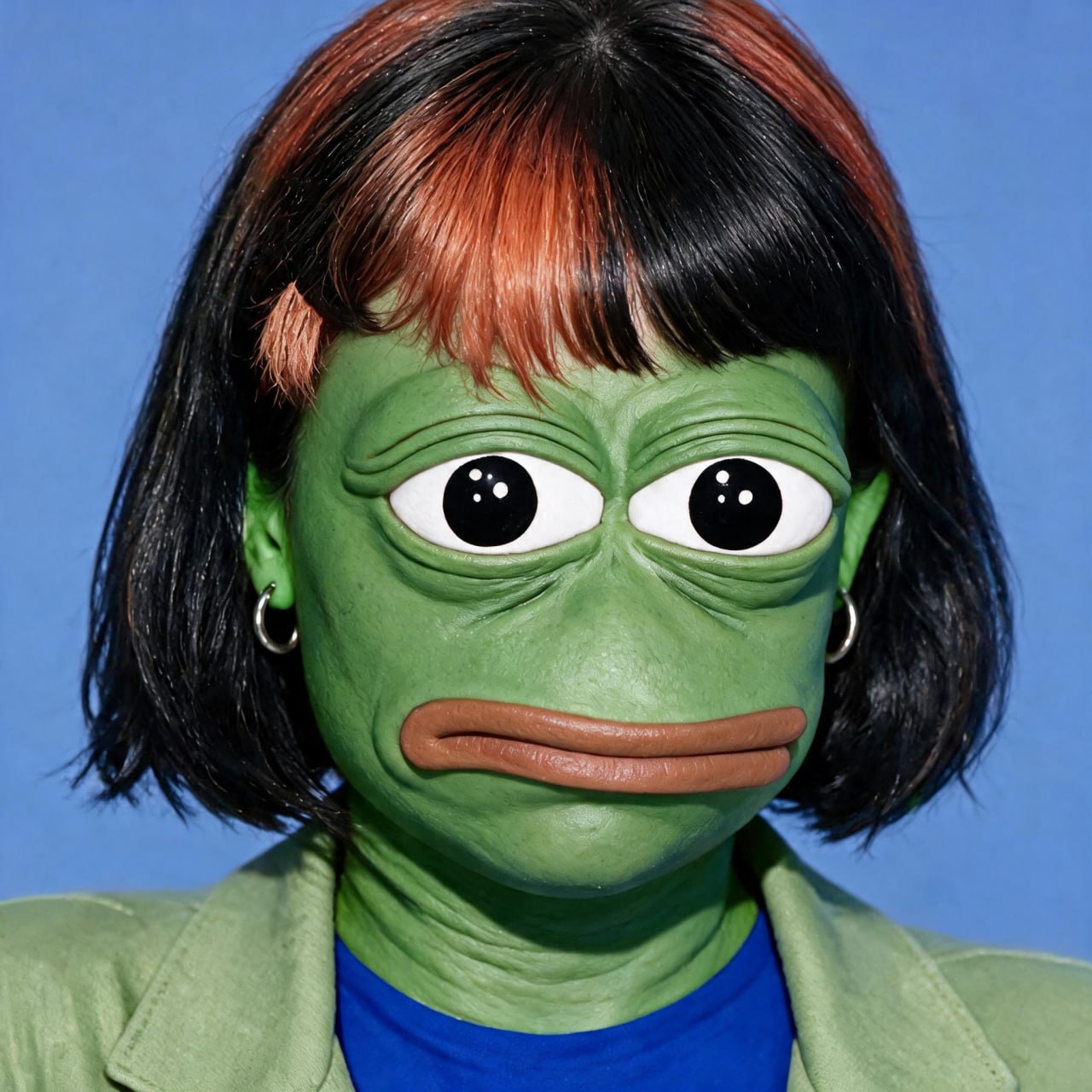 The original Claudia Pepe portrait against a blue background
